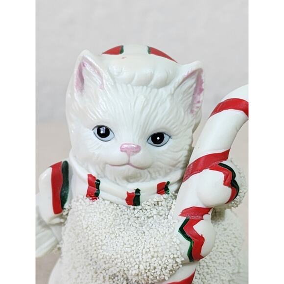 Lefton Kitty Snowflake White Figurine Year 1992 Christmas Holidays 3 1/4" Vtg - Picture 2 of 12